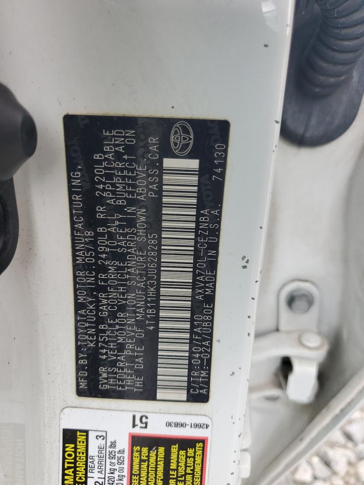 4T1B11HK3JU628285 2018 TOYOTA CAMRY - Image 12