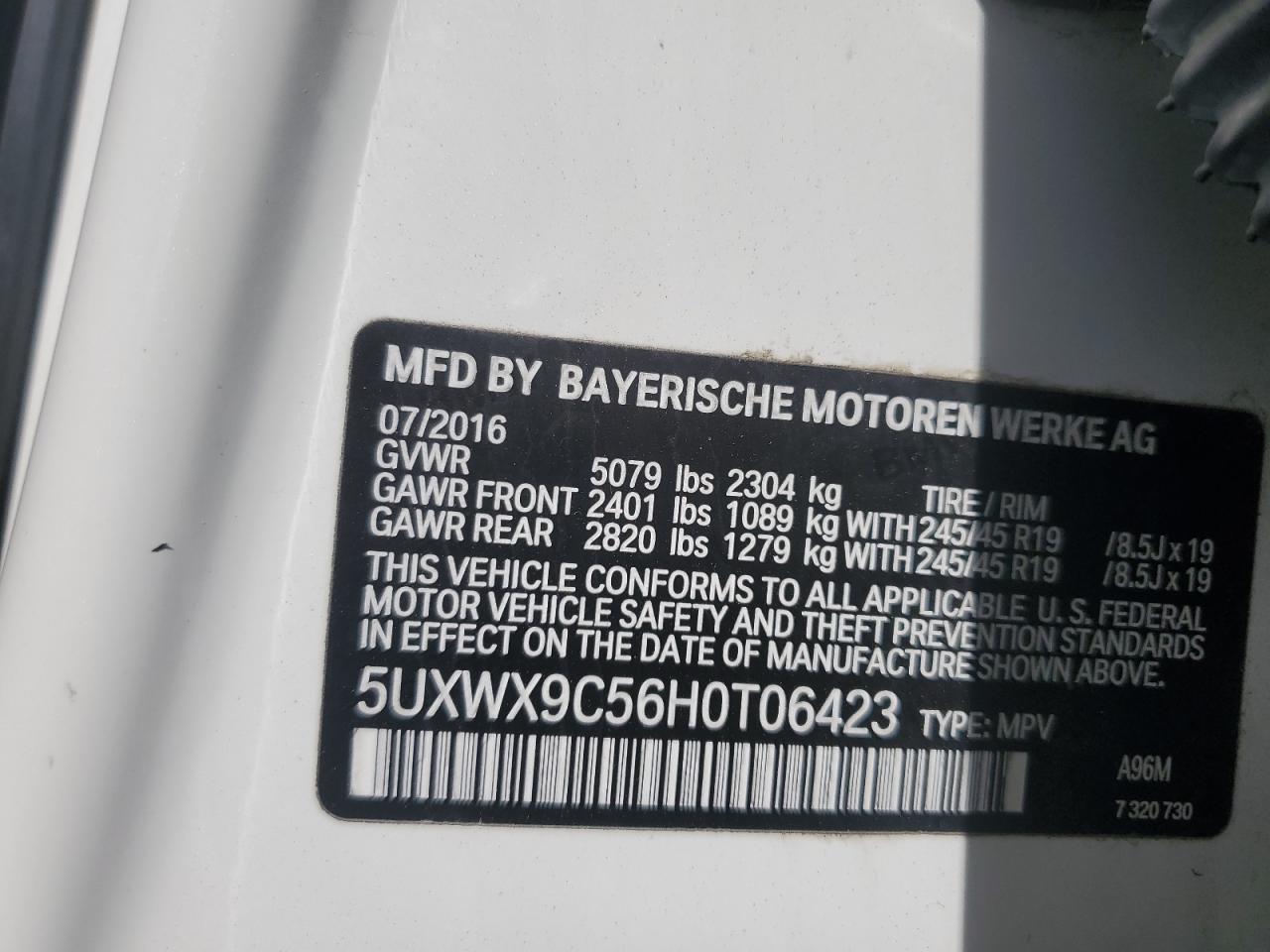 5UXWX9C56H0T06423 2017 BMW X3 xDrive28I