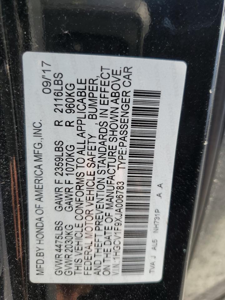 1HGCV1F9XJA006783 2018 Honda Accord Touring