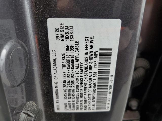 5FNYF5H57MB011583 Honda Pilot EXL 13