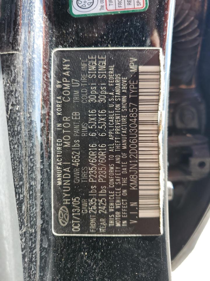2006 Hyundai Tucson Gls VIN: KM8JN12D06U304857 Lot: 73213594