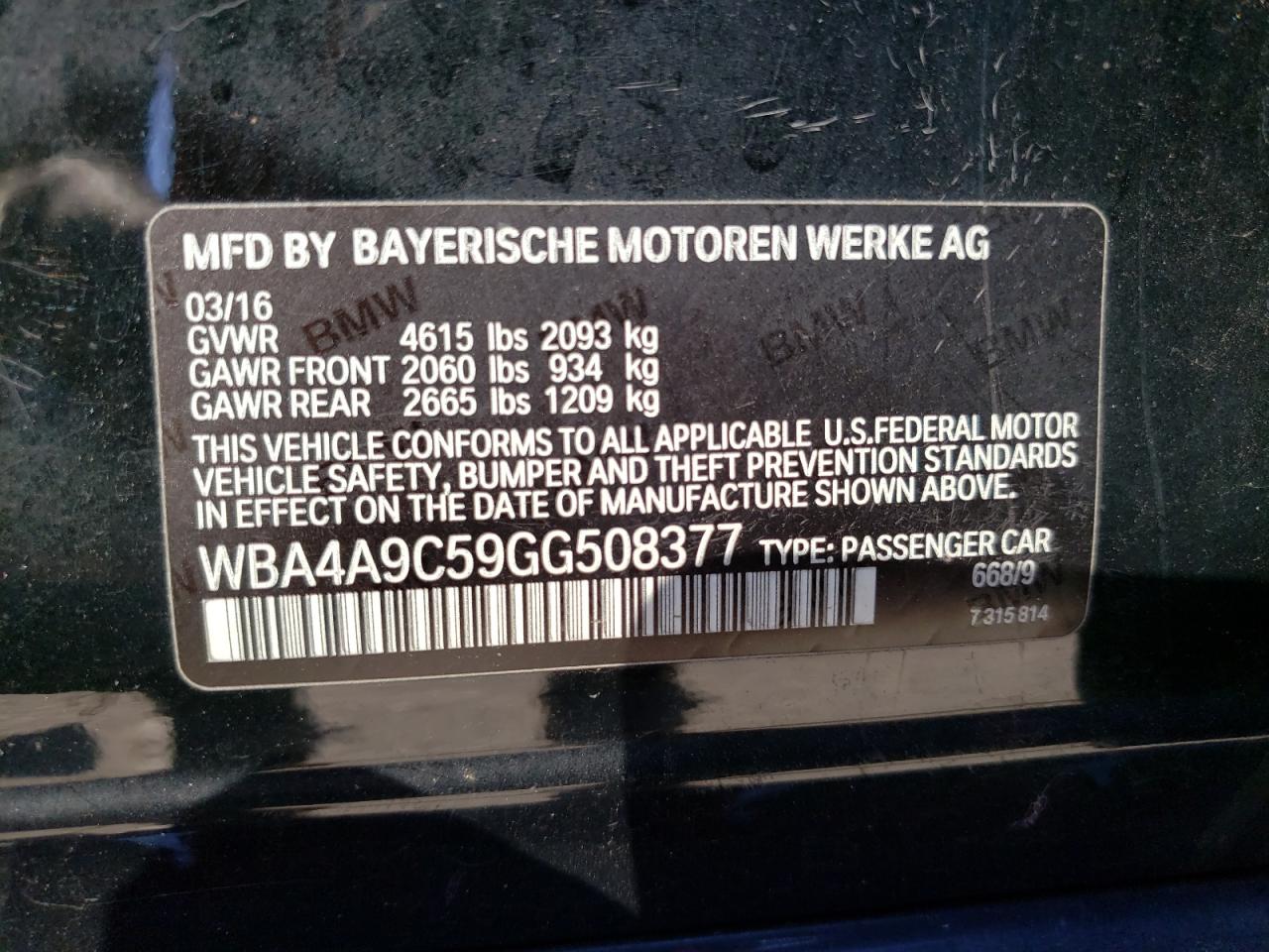 2016 BMW 428 I Gran Coupe Sulev VIN: WBA4A9C59GG508377 Lot: 77082994