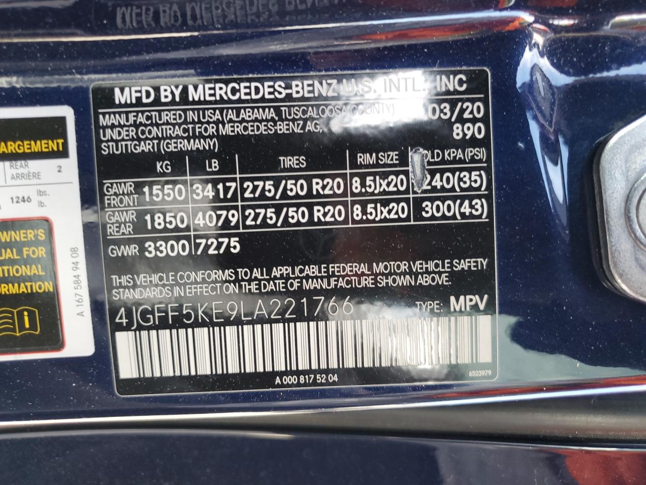 2020 Mercedes-Benz Gls 450 4Matic VIN: 4JGFF5KE9LA221766 Lot: 77489554