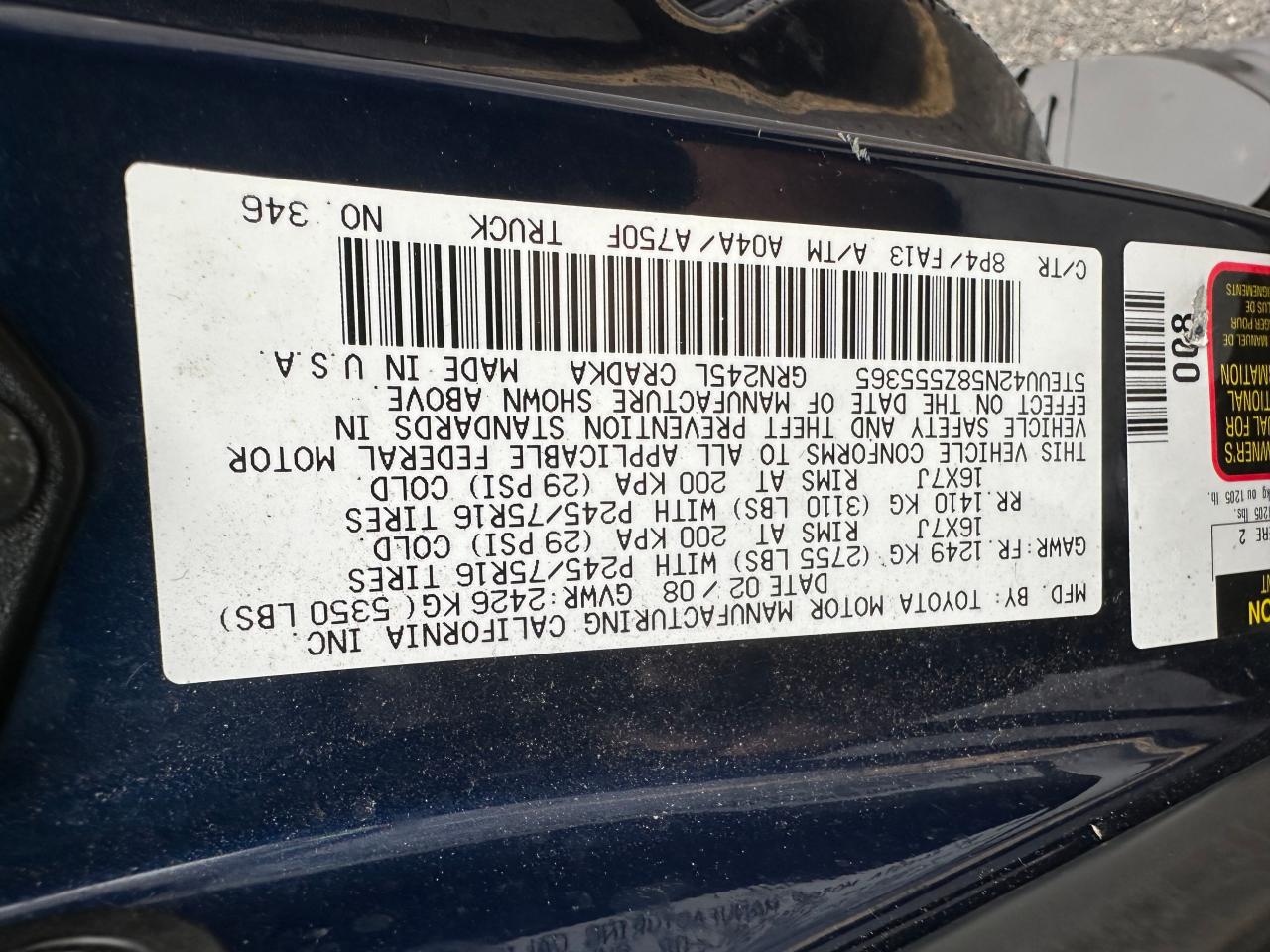 5TEUU42N58Z555365 2008 Toyota Tacoma Access Cab