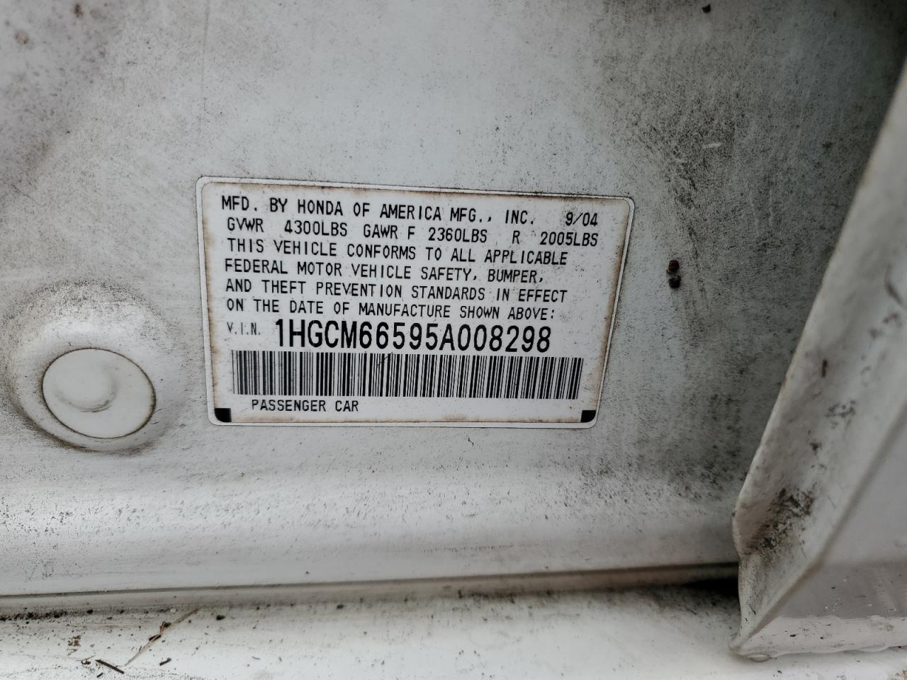 2005 Honda Accord Ex VIN: 1HGCM66595A008298 Lot: 74793864
