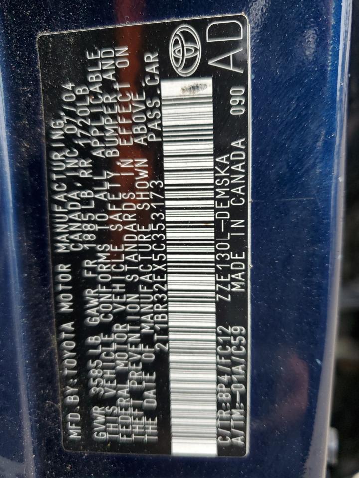 2005 Toyota Corolla Ce VIN: 2T1BR32EX5C353173 Lot: 76248234