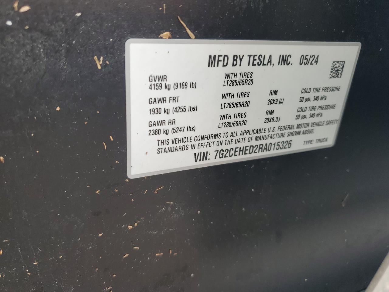 7G2CEHED2RA015326 2024 Tesla Cybertruck