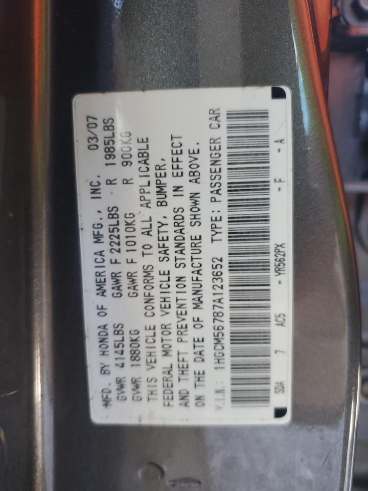 1HGCM56787A123652 2007 Honda Accord Ex