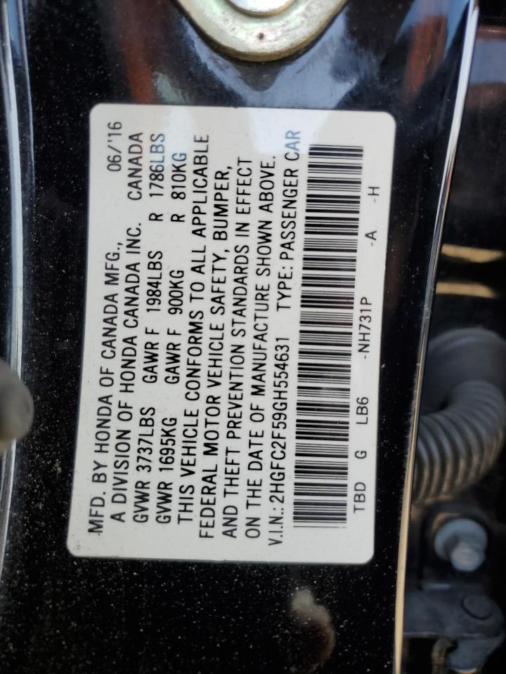 2HGFC2F59GH554631 2016 Honda Civic Lx