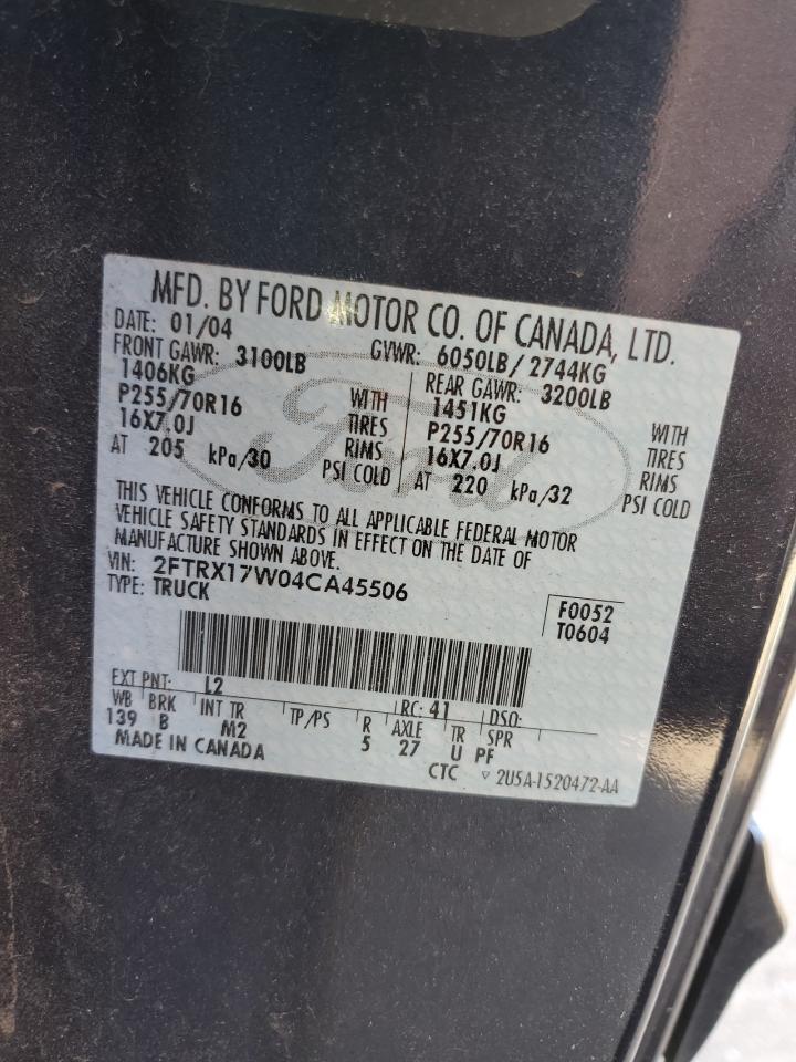 2004 Ford F-150 Heritage Classic VIN: 2FTRX17W04CA45506 Lot: 76880214