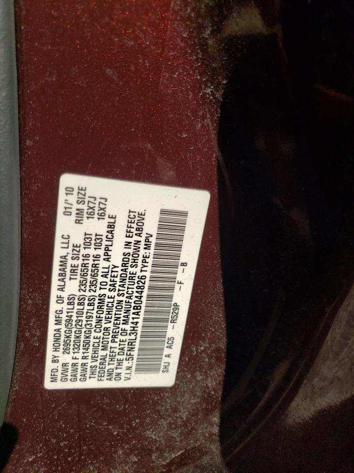 5FNRL3H41AB044826 2010 Honda Odyssey Ex