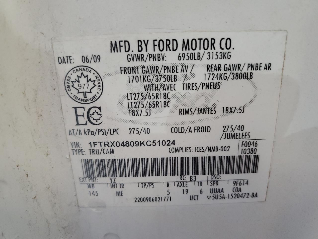 1FTRX04809KC51024 2009 Ford F150 Super Cab