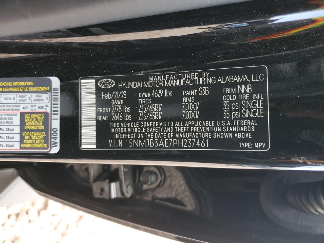 2023 Hyundai Tucson Sel VIN: 5NMJB3AE7PH237461 Lot: 75358594