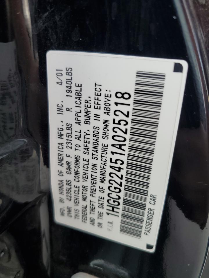 1HGCG22451A025218 2001 Honda Accord Lx