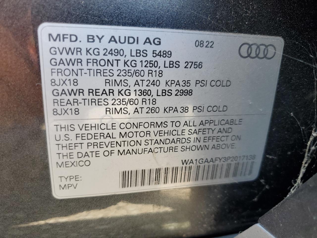 WA1GAAFY3P2017138 2023 AUDI Q5 - Image 14