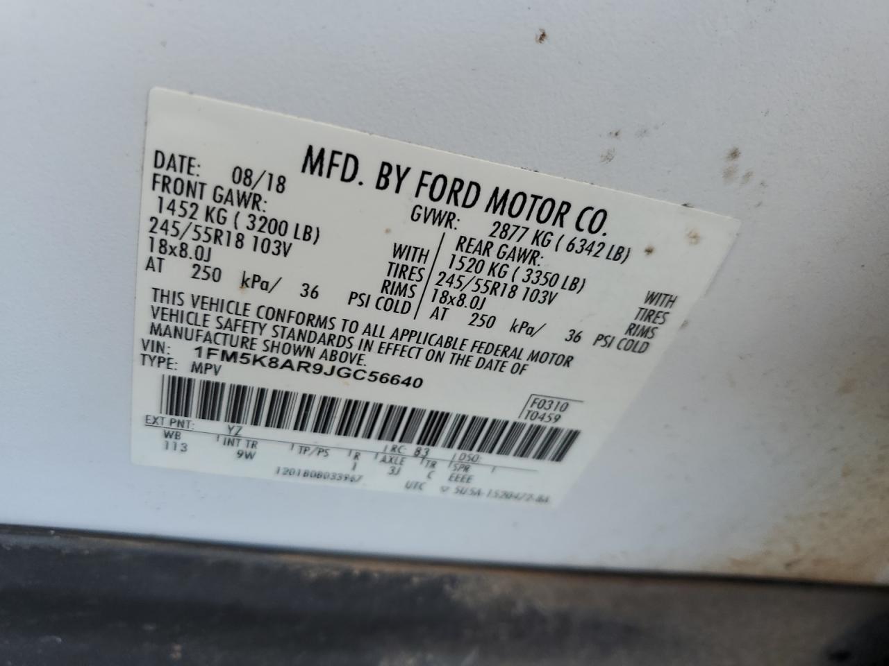 1FM5K8AR9JGC56640 2018 FORD EXPLORER - Image 13