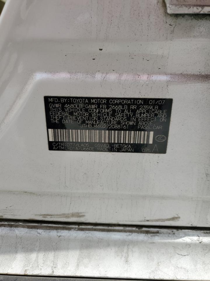 2007 Lexus Es 350 VIN: JTHBJ46G272088161 Lot: 76752704