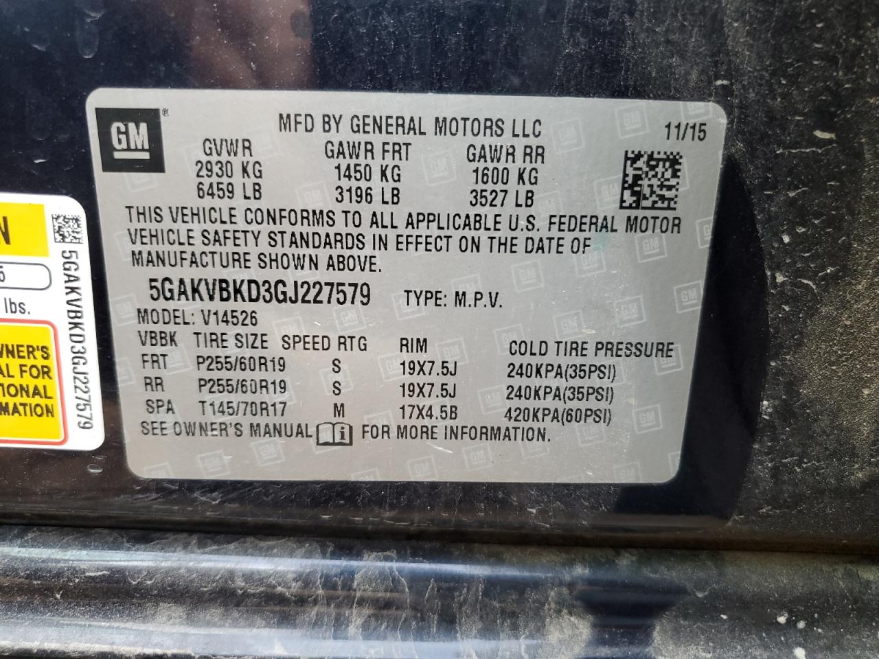 5GAKVBKD3GJ227579 2016 Buick Enclave