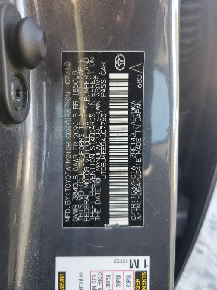 2010 Toyota Corolla Base VIN: JTDBU4EE5AJ077631 Lot: 77024664