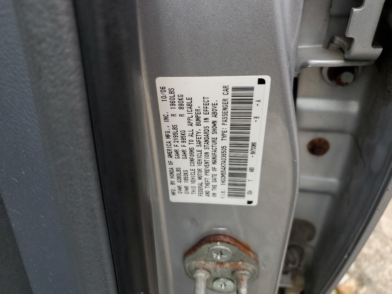 1HGCM554X7A036505 2007 Honda Accord Lx