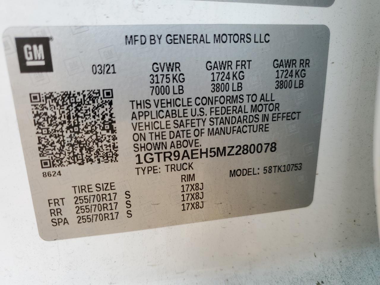 1GTR9AEH5MZ280078 2021 GMC Sierra K1500