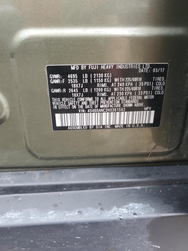 2017 Subaru Outback 2.5I Limited VIN: 4S4BSANC2H3381562 Lot: 74941444