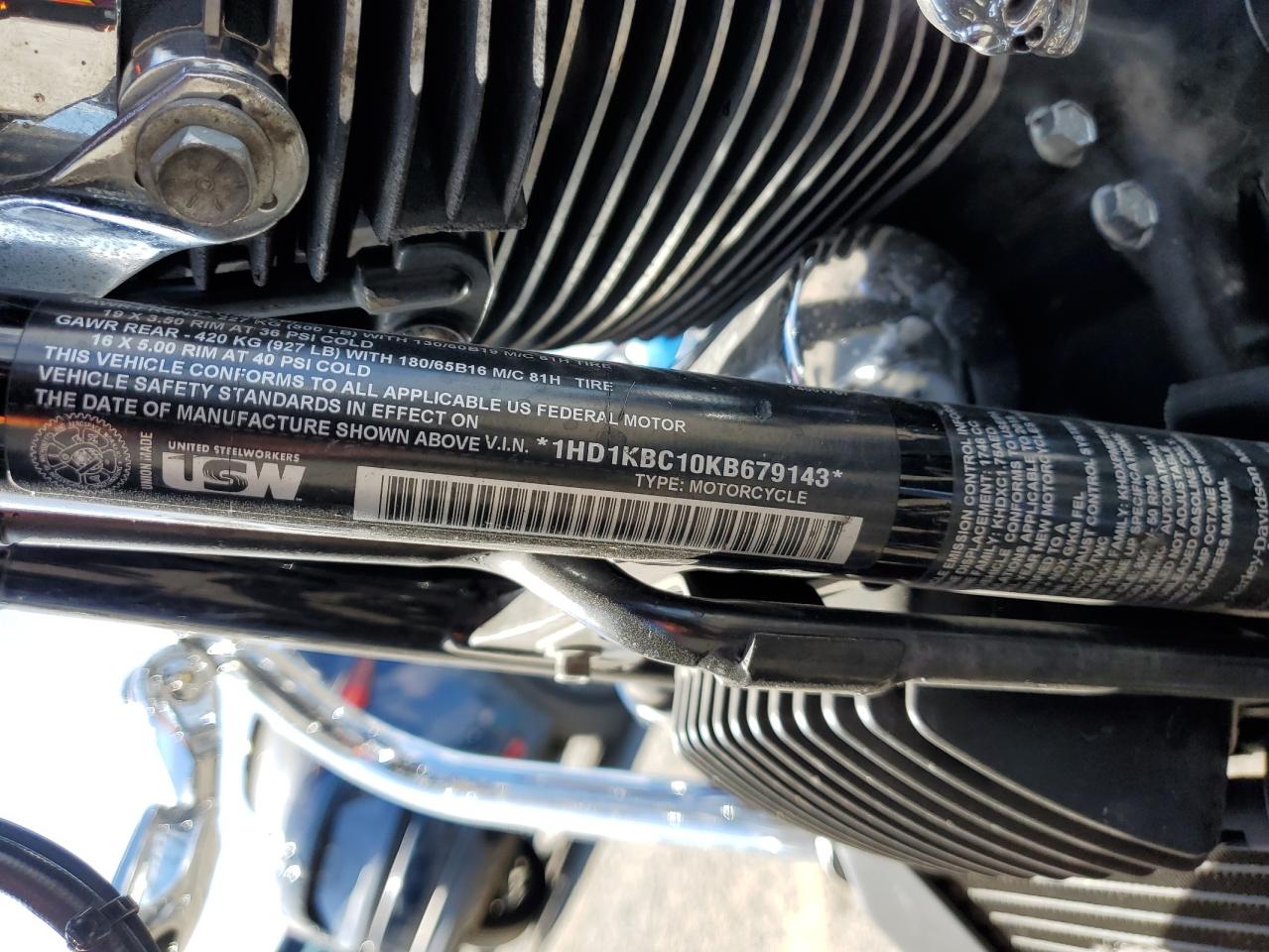 2019 Harley-Davidson Flhx VIN: 1HD1KBC10KB679143 Lot: 76057094