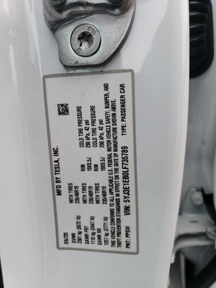 5YJ3E1EB0LF735789 2020 Tesla Model 3