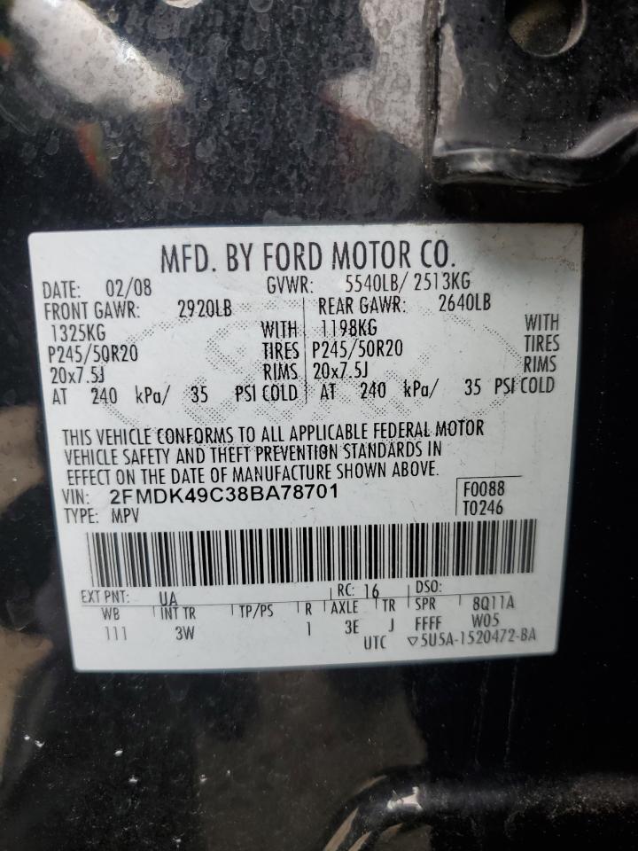 2FMDK49C38BA78701 2008 Ford Edge Limited