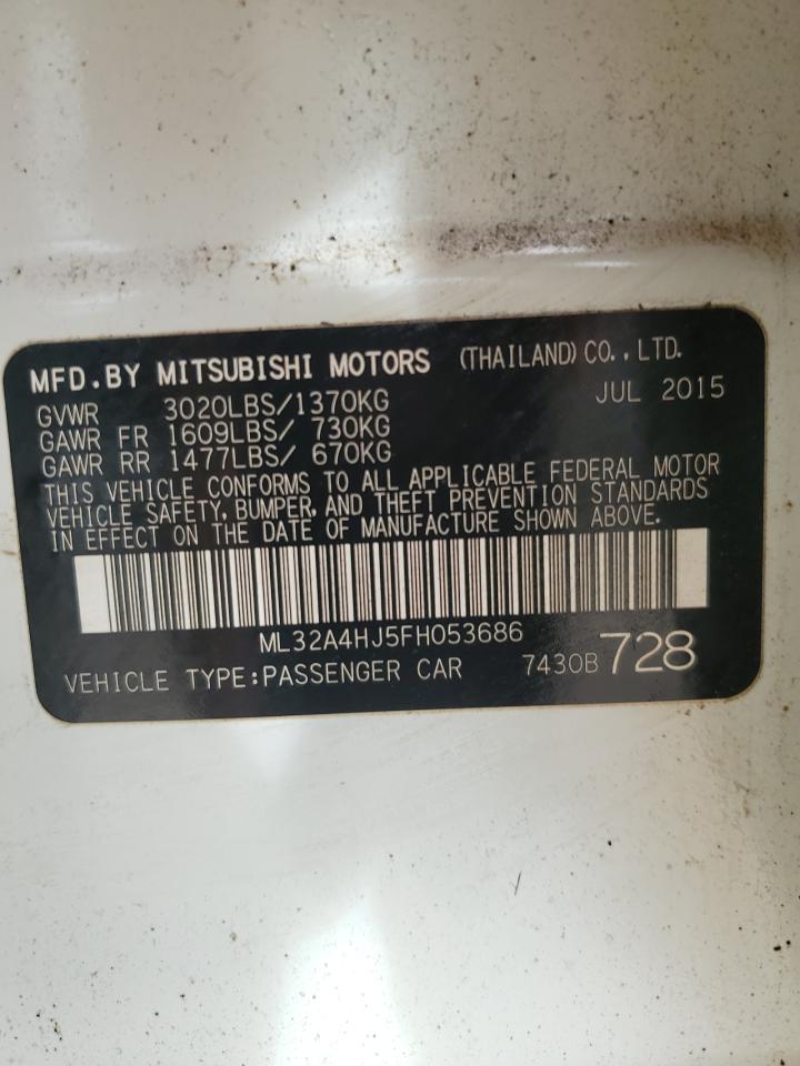 2015 Mitsubishi Mirage Es VIN: ML32A4HJ5FH053686 Lot: 74917884