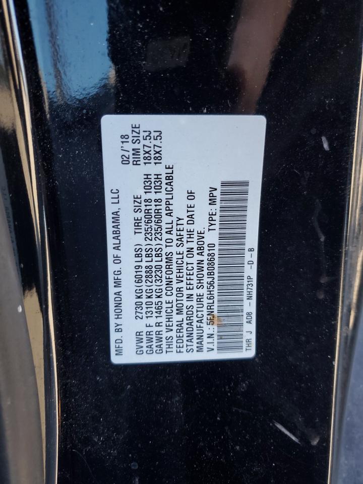 5FNRL6H56JB086810 2018 Honda Odyssey Ex