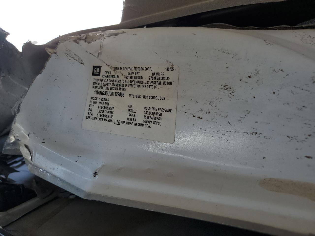 2006 Chevrolet Express G3500 VIN: 1GAHG35U961122055 Lot: 94669135