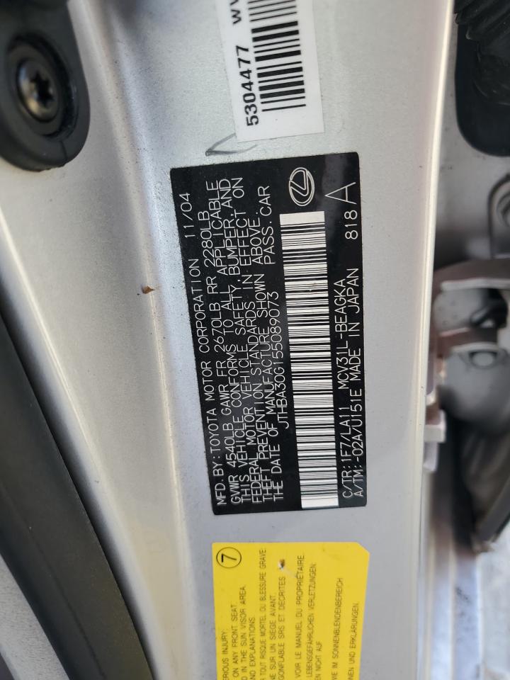 2005 Lexus Es 330 VIN: JTHBA30G155089073 Lot: 77378304