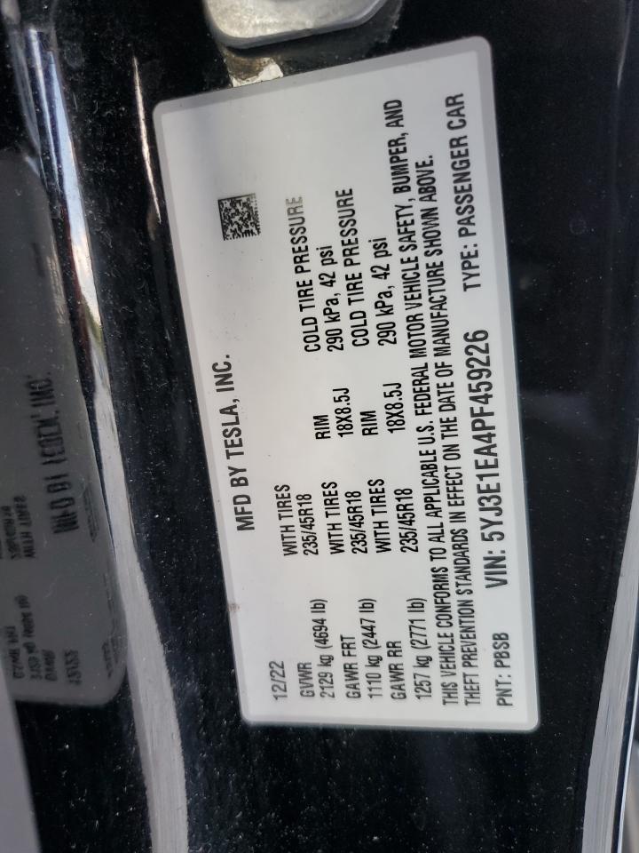 5YJ3E1EA4PF459226 2023 Tesla Model 3