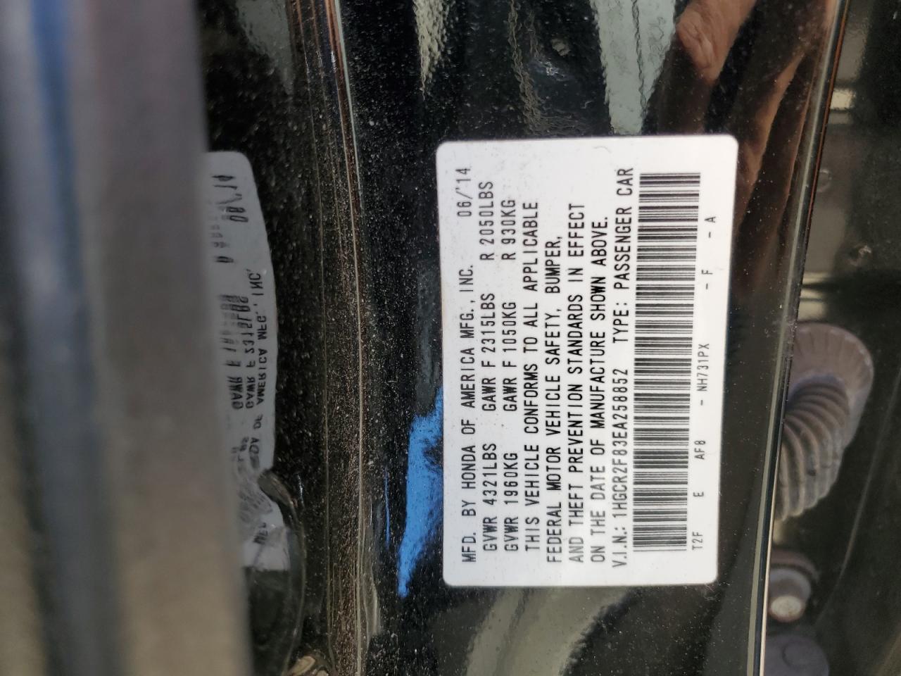 1HGCR2F83EA258852 2014 Honda Accord Exl