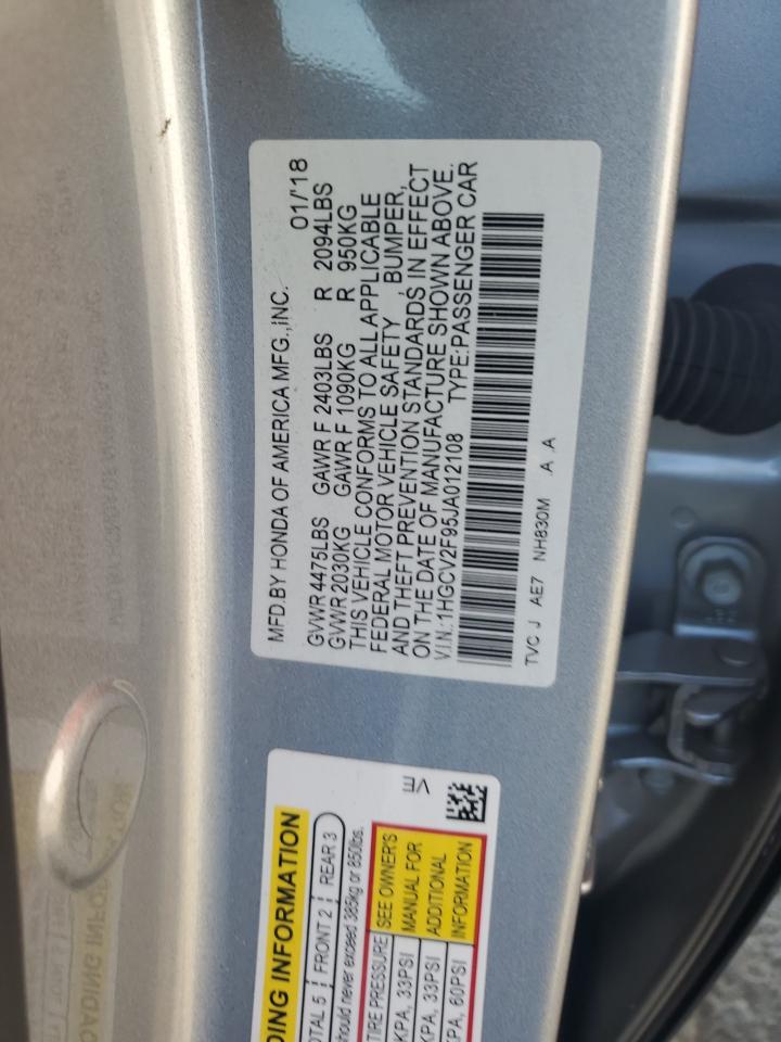 1HGCV2F95JA012108 2018 Honda Accord Touring