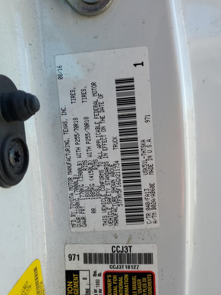 5TFNY5F16GX211734 2016 Toyota Tundra Sr