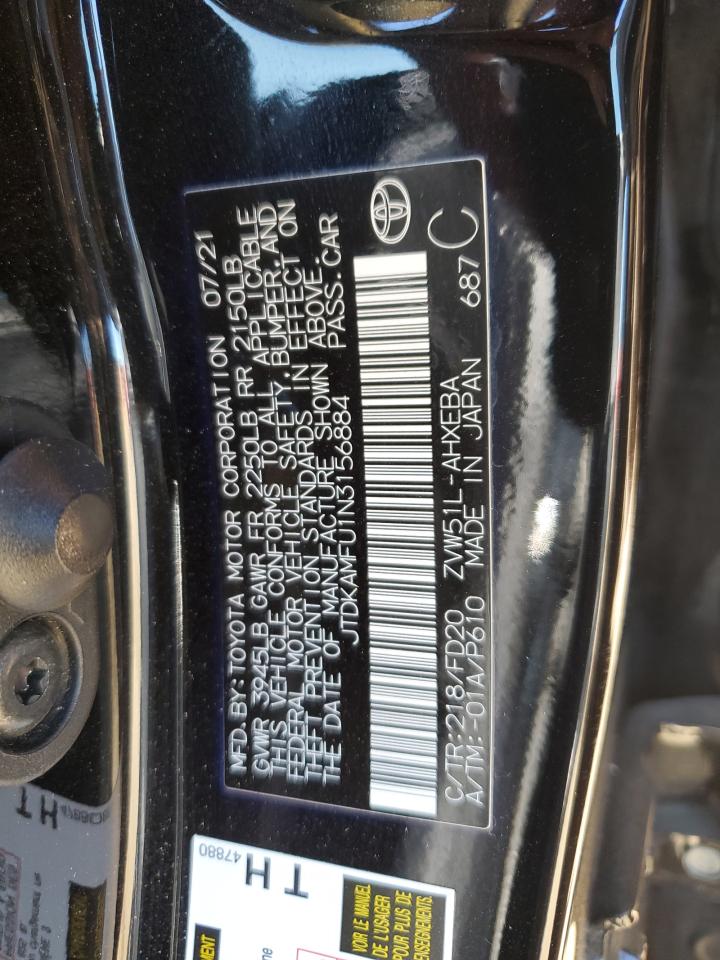 VIN JTDKAMFU1N3156884 2022 TOYOTA PRIUS NIGH no.12