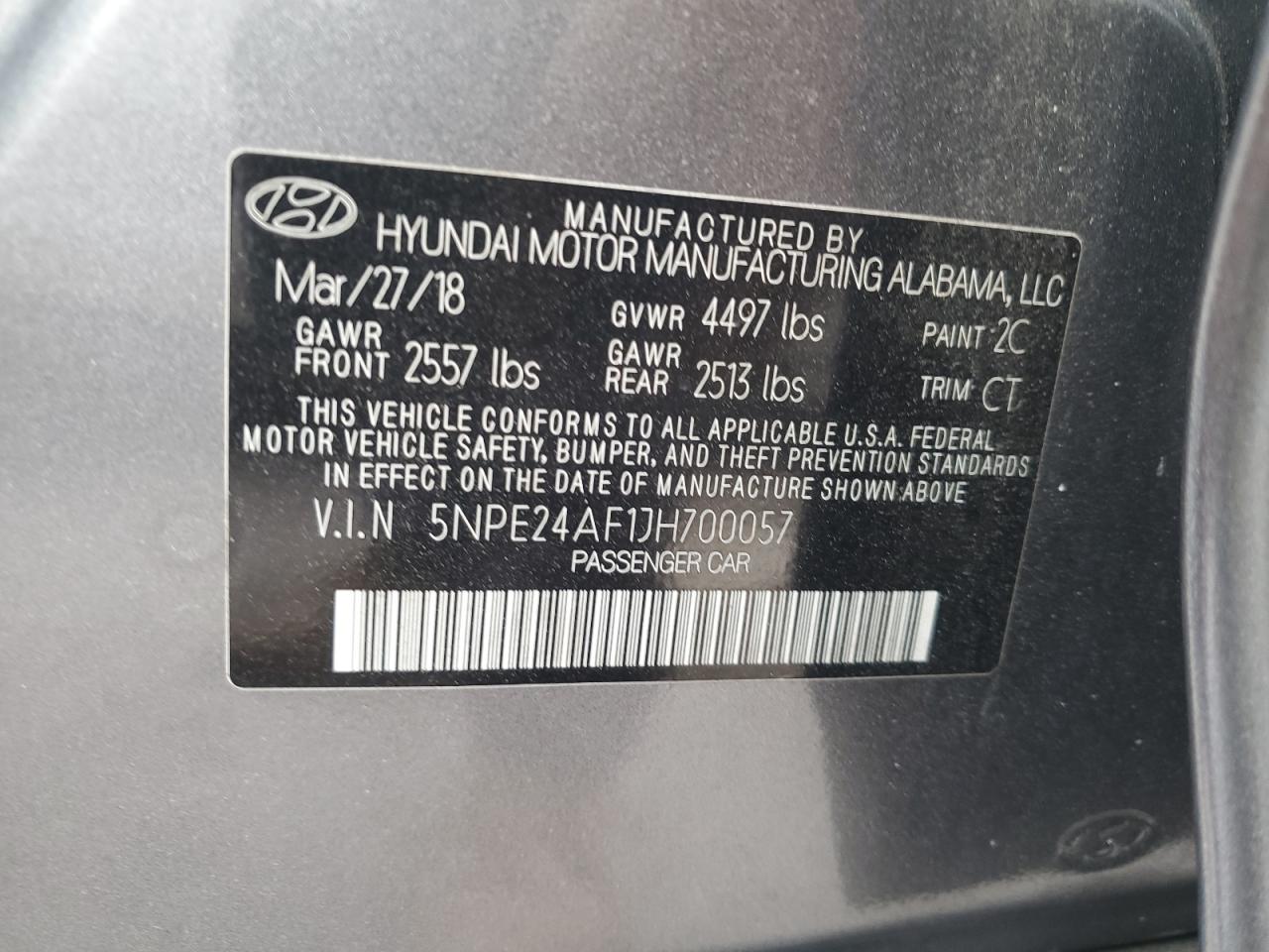 5NPE24AF1JH700057 2018 Hyundai Sonata Se