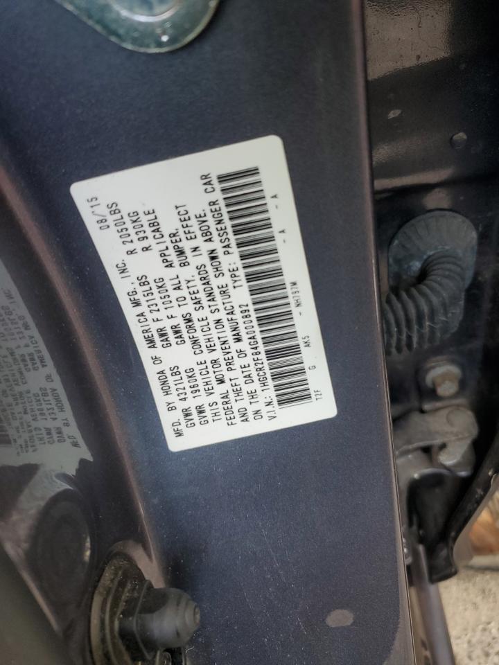 1HGCR2F84GA000892 2016 Honda Accord Exl