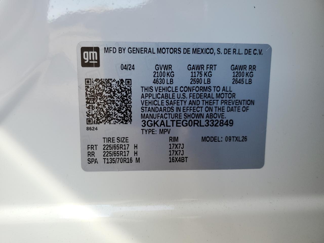 3GKALTEG0RL332849 2024 GMC Terrain Sle