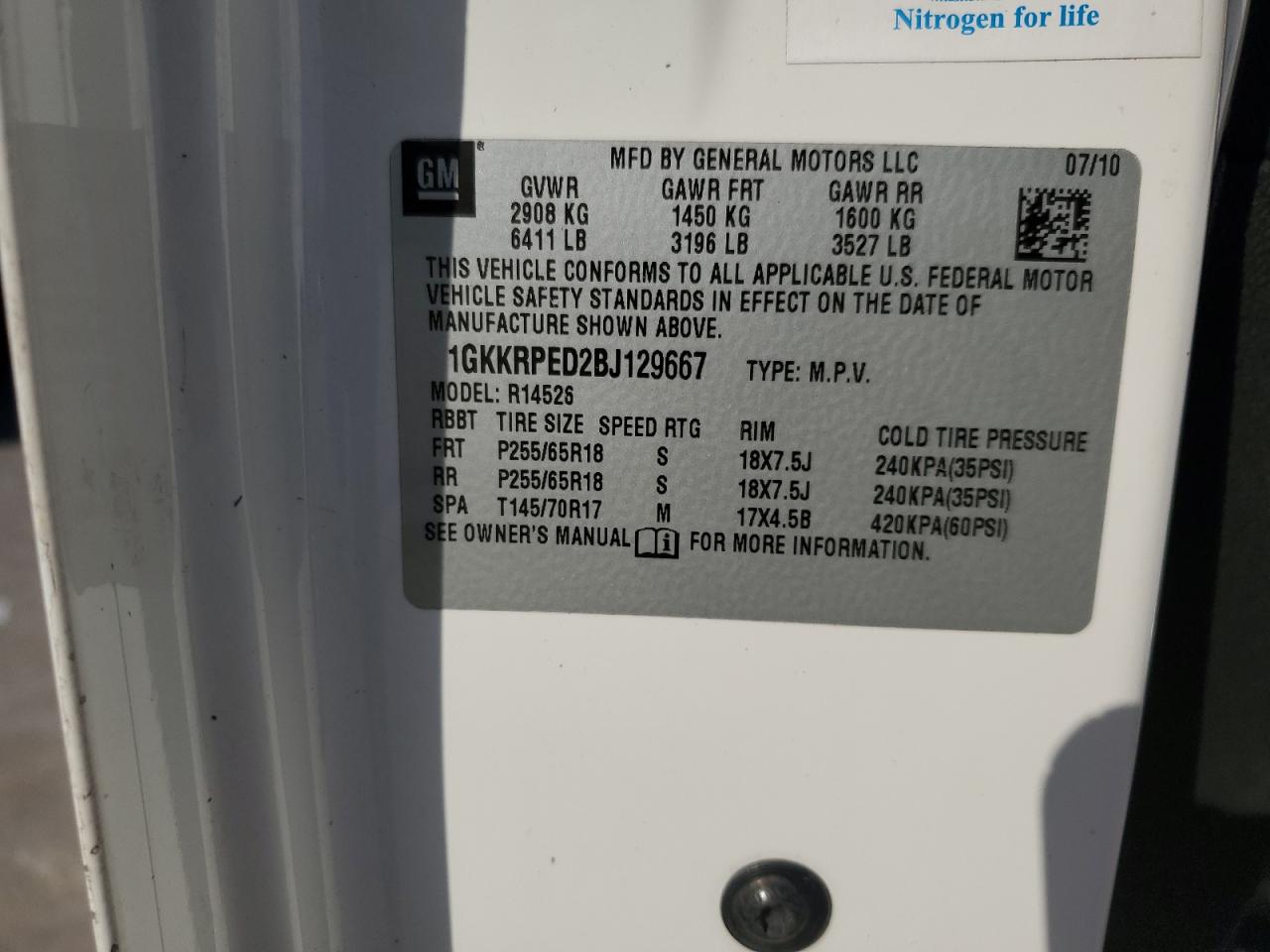 2011 GMC Acadia Sle VIN: 1GKKRPED2BJ129667 Lot: 72711454