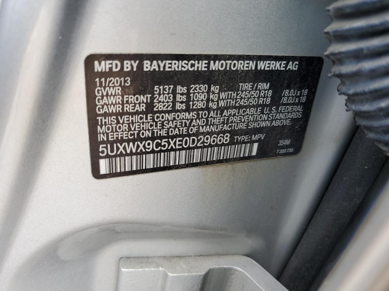 5UXWX9C5XE0D29668 2014 BMW X3 xDrive28I