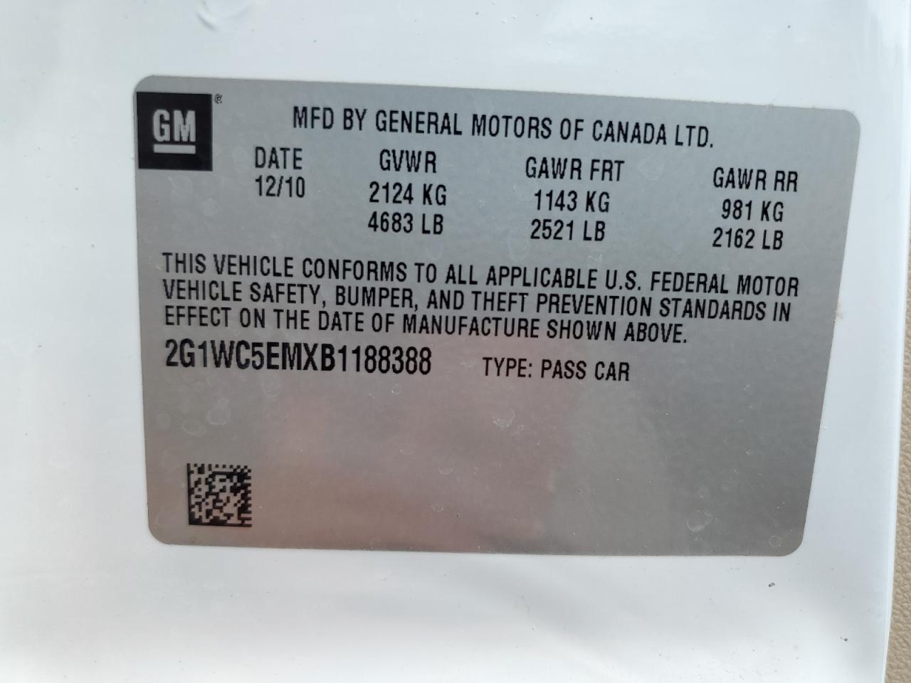 2G1WC5EMXB1188388 2011 Chevrolet Impala Ltz