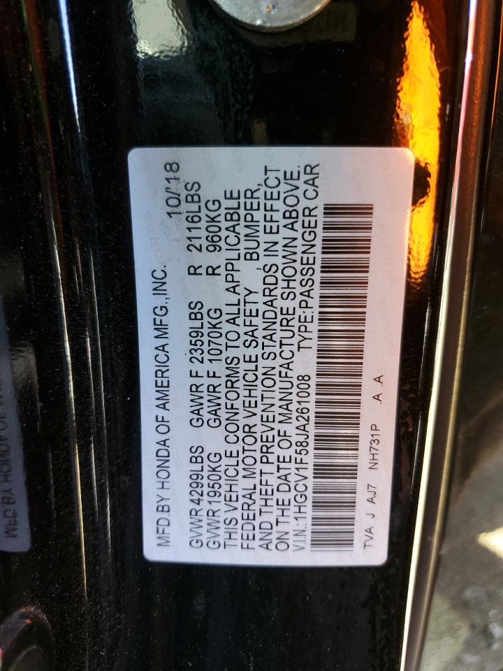 1HGCV1F58JA261008 2018 Honda Accord Exl