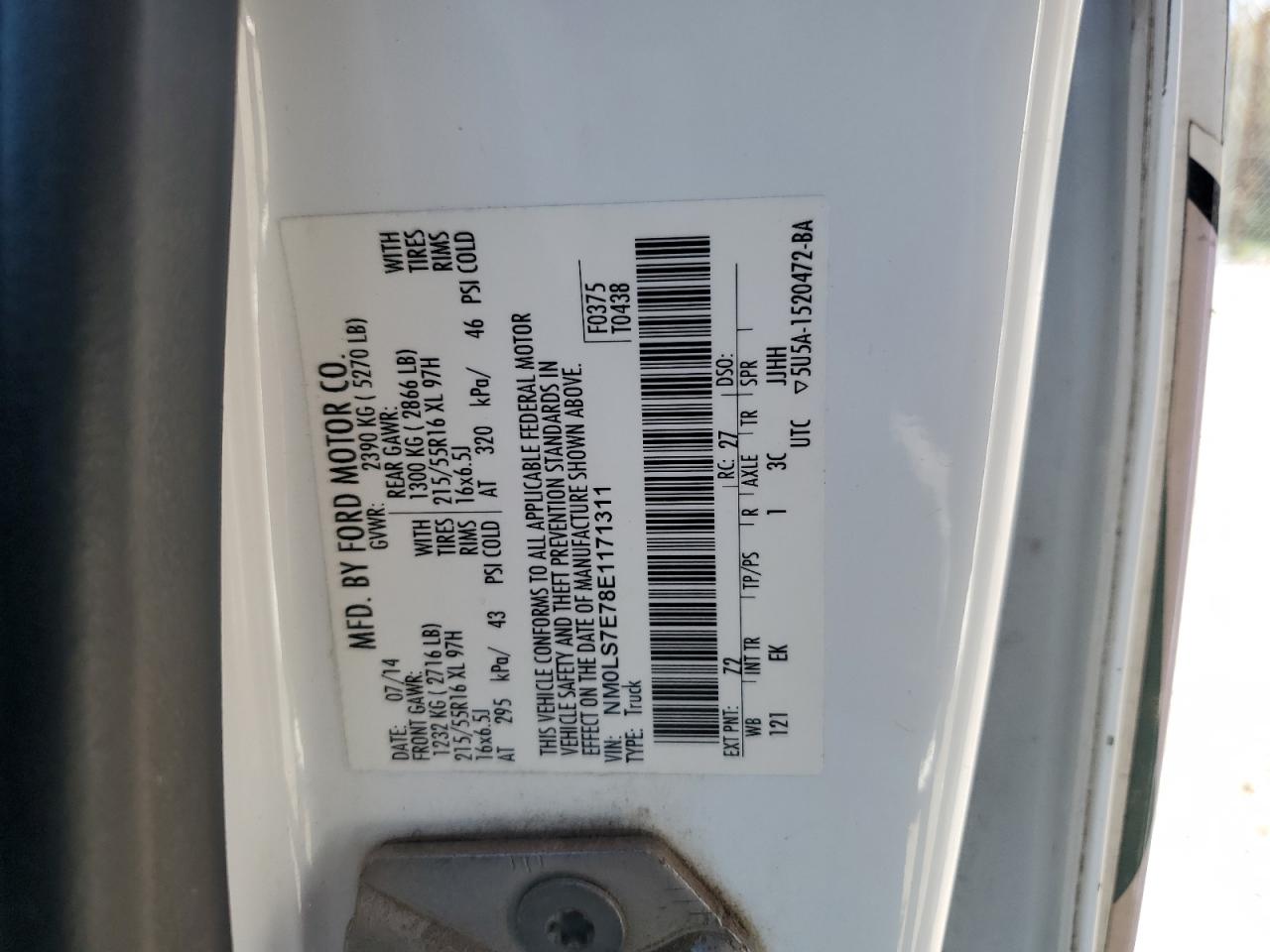 NM0LS7E78E1171311 2014 Ford Transit Connect Xl