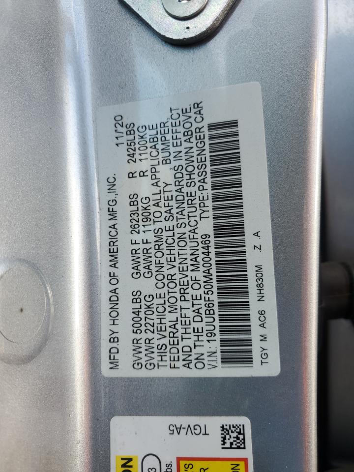 2021 Acura Tlx Tech A VIN: 19UUB6F50MA004469 Lot: 68432184