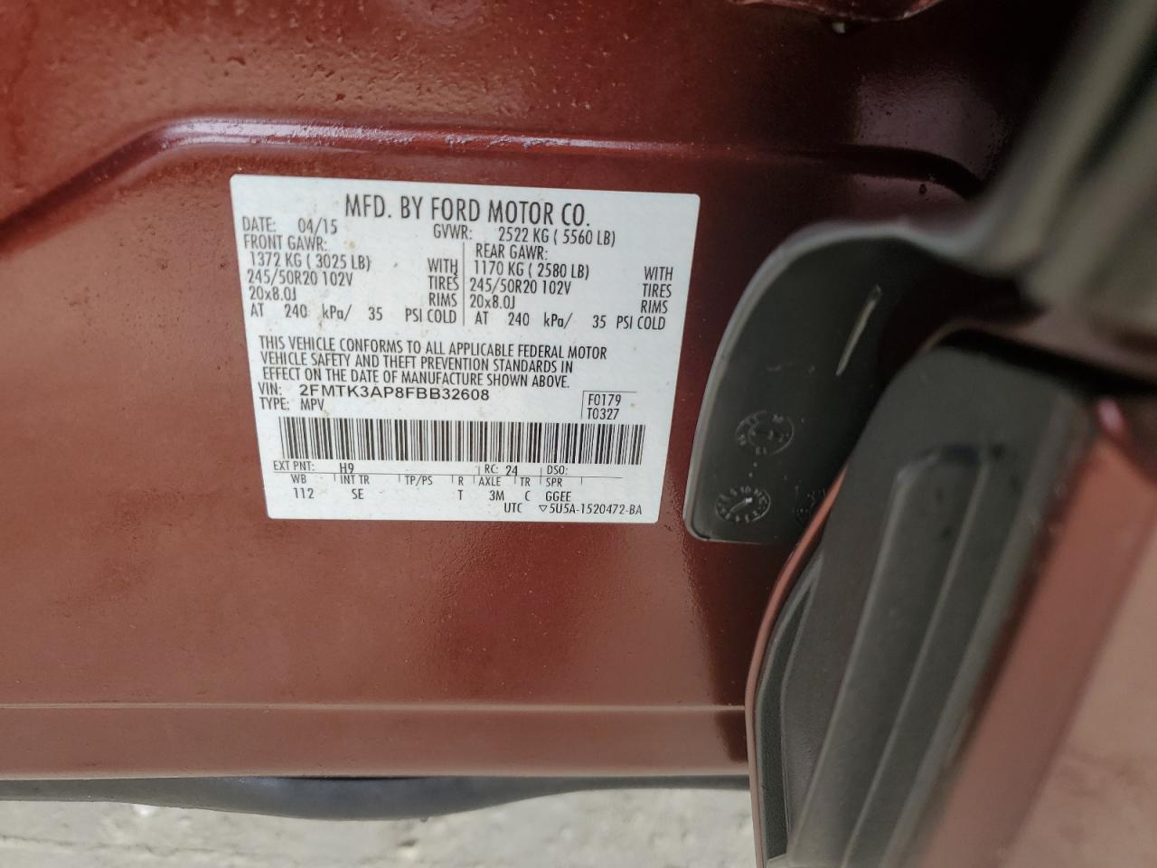 2FMTK3AP8FBB32608 2015 FORD EDGE - Image 12