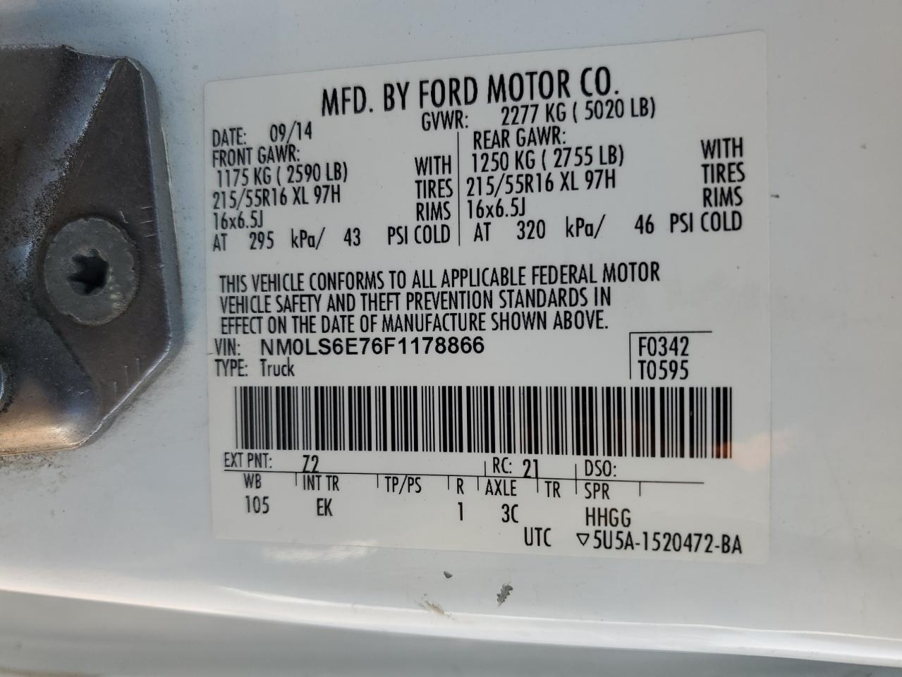 NM0LS6E76F1178866 2015 Ford Transit Connect Xl