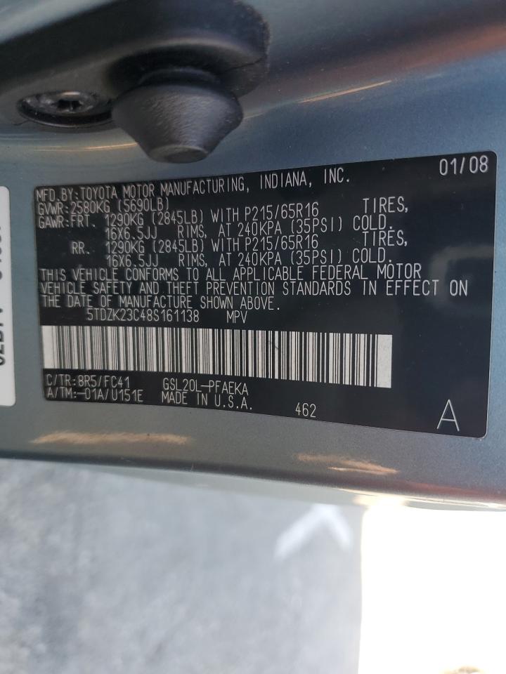 5TDZK23C48S161138 2008 Toyota Sienna Ce